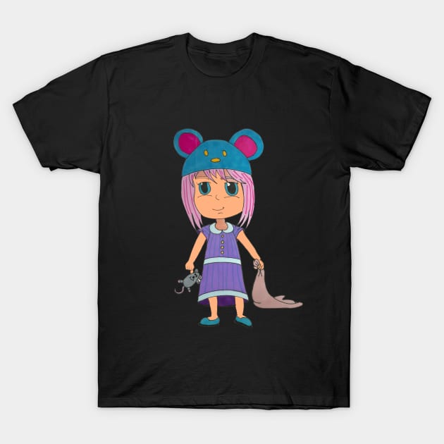 Child In Mouse Hat T-Shirt by Loose Tangent Arts